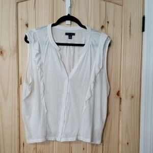 Saks Fifth Avenue White Ruffle Blouse